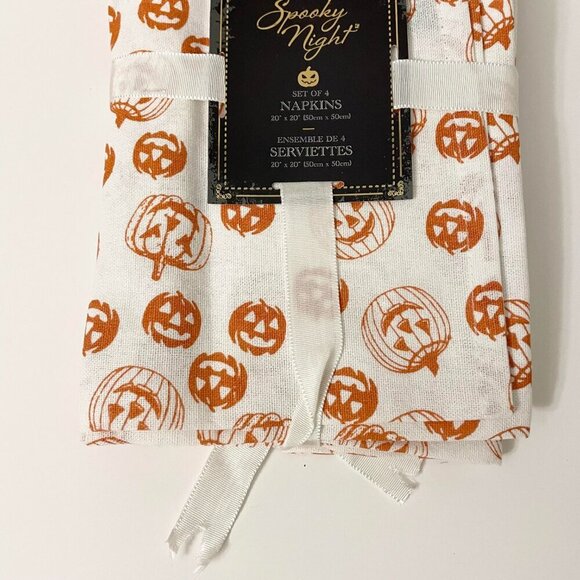 Spooky Night Set of 4 Napkins Halloween Pumpkins - Picture 4 of 10